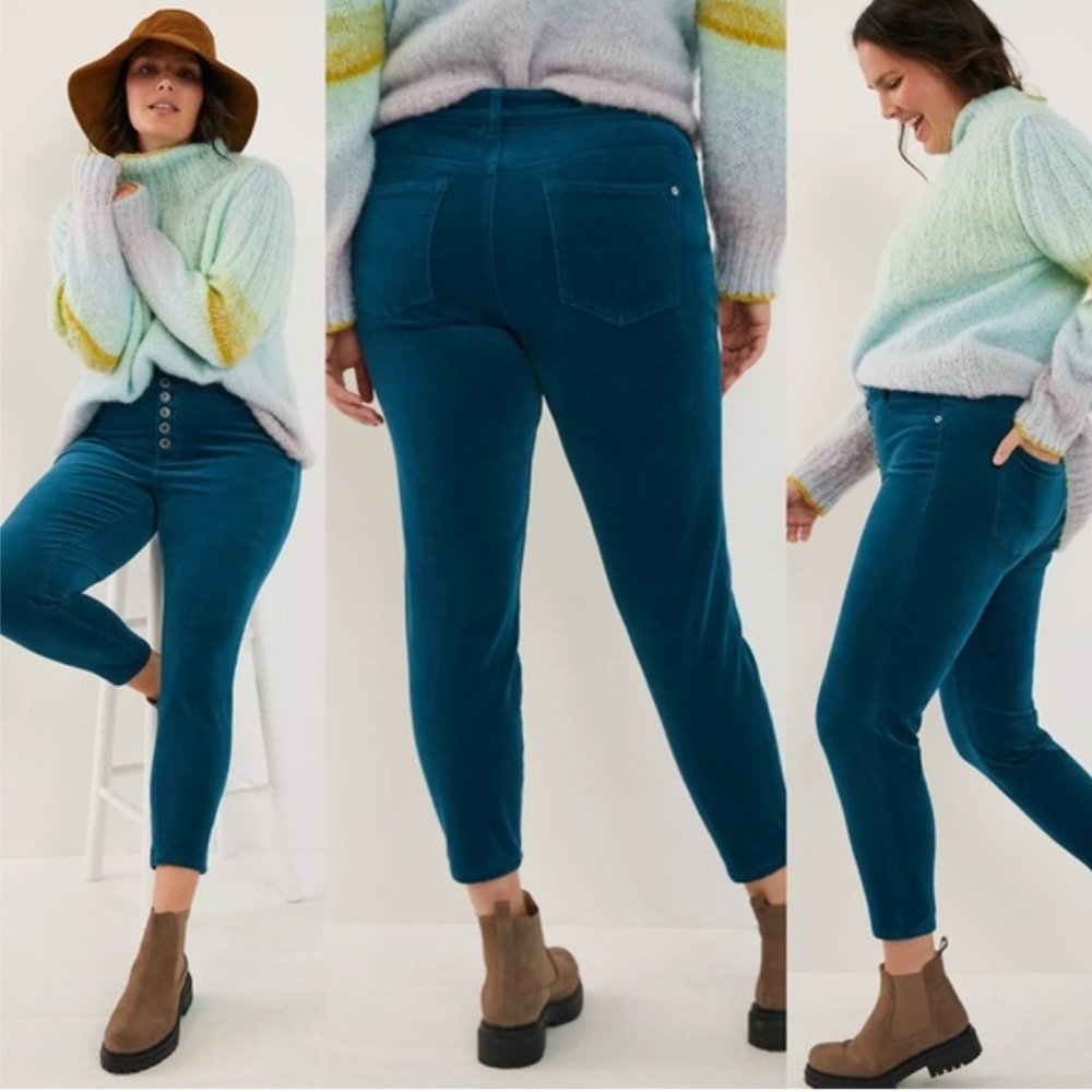 Anthropologie Pilcro High-Rise Button-Fly Blue Skinny Corduroy Pants NWT